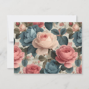 Elegantes vintageblumen Muster mit Rosen Postkarte