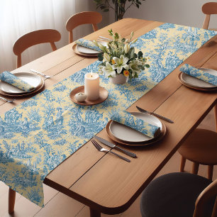 Elegantes Vintages aquamarines Jouy Kurzer Tischläufer