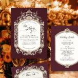 Elegantes Vintages Barock Viktorianisch Burgund Go Einladung<br><div class="desc">WEINROT BURGUNDY UND GOLD WEDING EINLADUNG | Das ist ein fabelhaft verzierter,  vergoldeter Barockstil-Look über einem dezenten feuchthaften rot-bordeauxfarbenen Hintergrund. Das Kunstwerk wurde von Audrey Jeanne Roberts,  einem international anerkannten Künstler,  grafisch entworfen. ©</div>