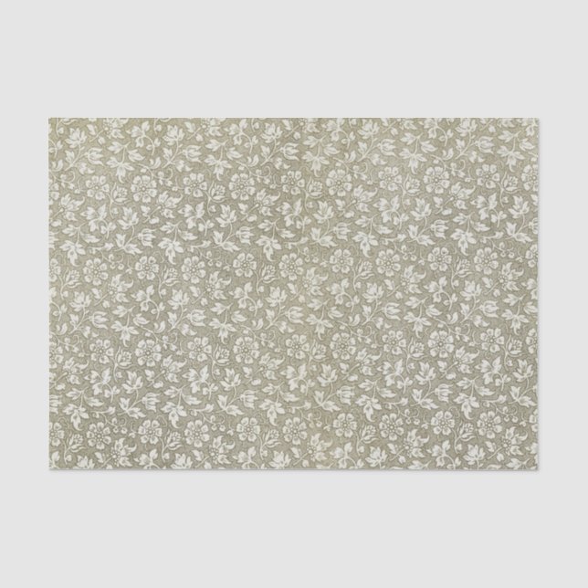 Elegantes Vintages Beige-Blumenmuster Seidenpapier (Vorderseite)
