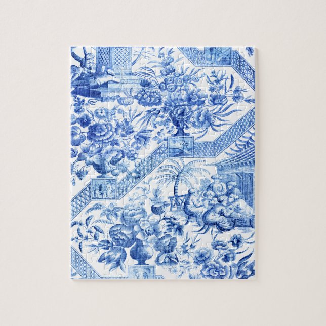 Elegantes Vintages Blau und Weiße Chinoiserie (Vertikal)