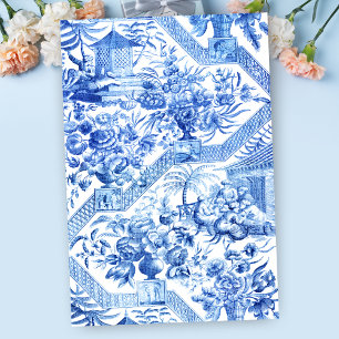 Elegantes Vintages Blau und Weiße Chinoiserie Seidenpapier