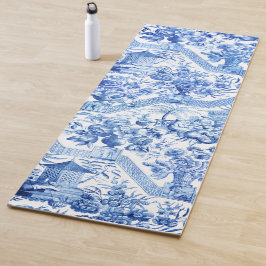 Elegantes Vintages Blau und Weiße Chinoiserie Yogamatte