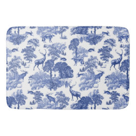 Elegantes Vintages Blaues Toile Deer Pattern Badematte