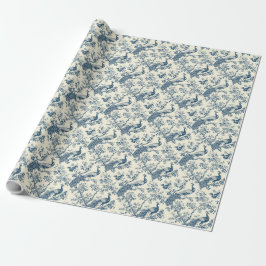 Elegantes Vintages Blue Chinoiserie Geschenkpapier