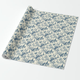 Elegantes Vintages Blue Chinoiserie Geschenkpapier