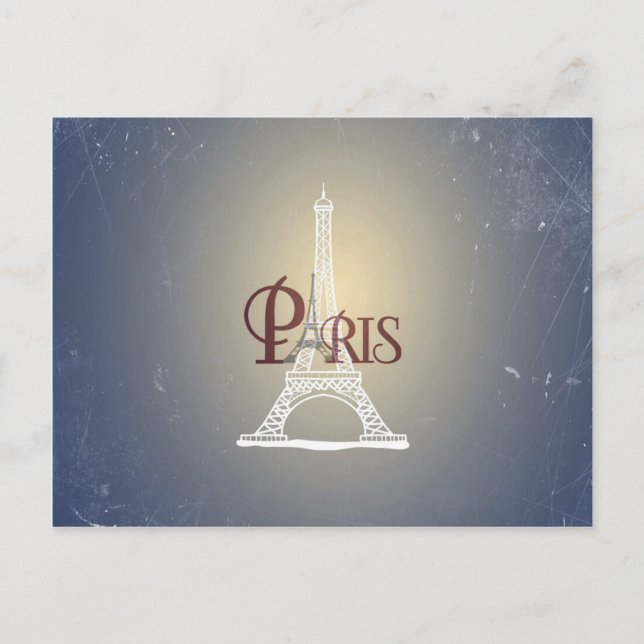 Elegantes Vintages Blue Eiffel Tower Paris Design Postkarte (Vorderseite)