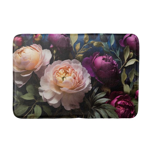 Elegantes Vintages Blumengemälde Badematte (Vorderseite)