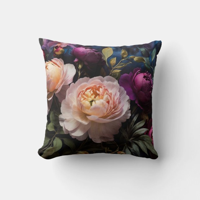 Elegantes Vintages Blumengemälde Kissen (Vorderseite)