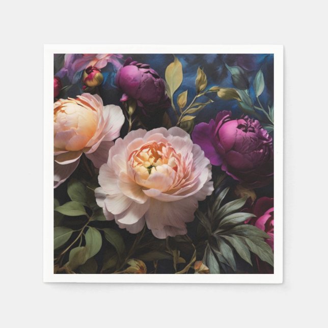 Elegantes Vintages Blumengemälde Serviette (Vorderseite)