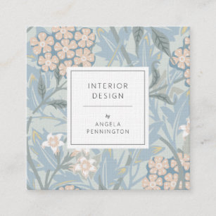 Elegantes Vintages Blumenmuster Chic Pastellgrün Quadratische Visitenkarte