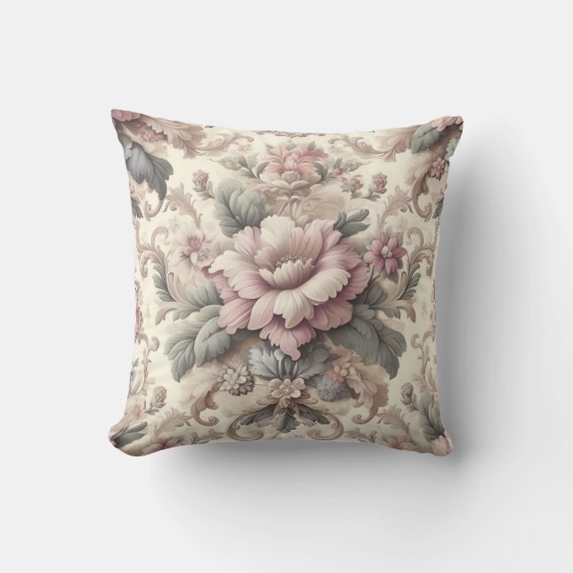 Elegantes Vintages Blumenmuster Kissen (Vorderseite)