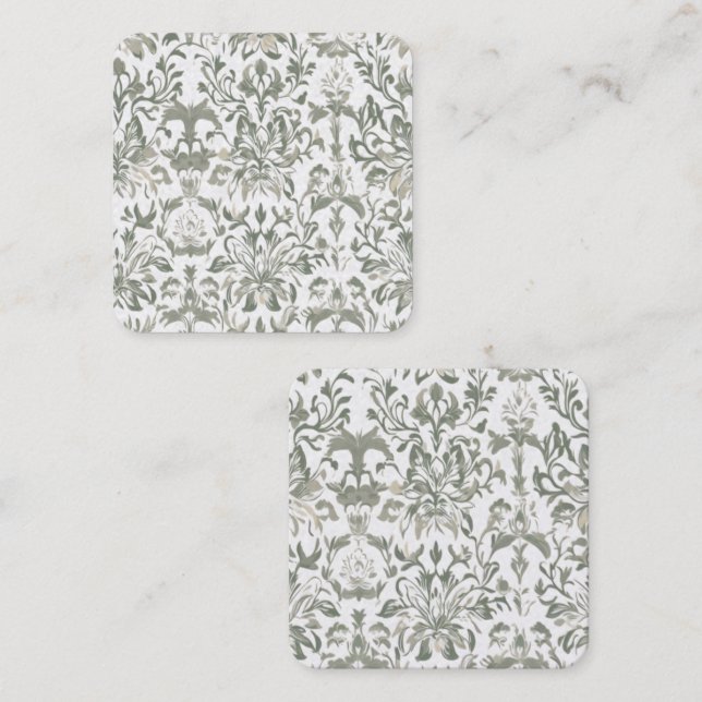 Elegantes Vintages Blumenmuster Quadratische Visitenkarte (Vorne/Hinten)