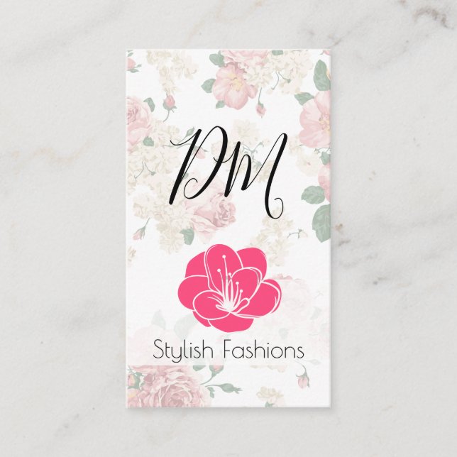 Elegantes Vintages Blumenmuster Visitenkarte (Vorderseite)