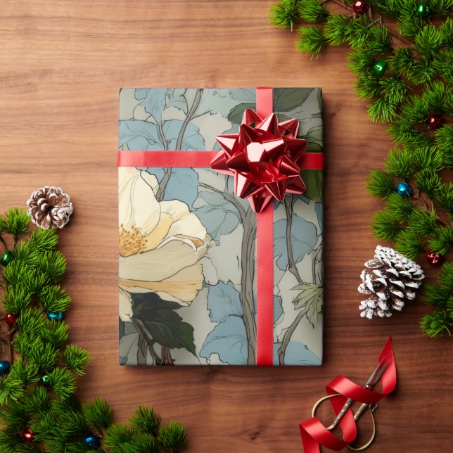 Elegantes Vintages Blumenpapier | botanisch Geschenkpapier (Feiertagsgeschenk)