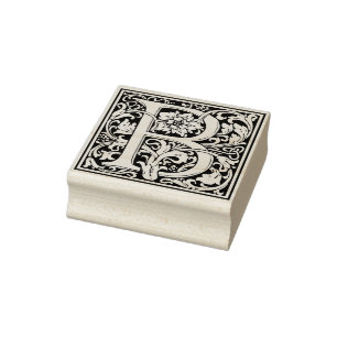 Elegantes Vintages Blumenschreiben B Monogramm Gummistempel
