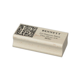 Elegantes Vintages Blumenschreiben B Monogramm Gummistempel
