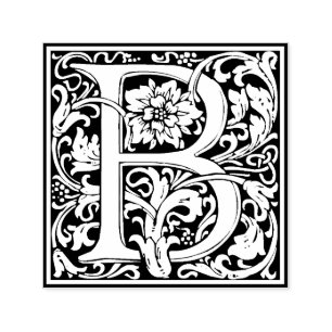 Elegantes Vintages Blumenschreiben B Monogramm Permastempel