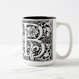 Elegantes Vintages Blumenschreiben B Monogramm Zweifarbige Tasse