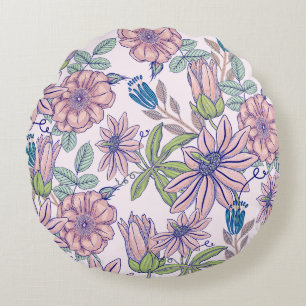 Elegantes Vintages Blush & Bläschen Rundkissen Rundes Kissen