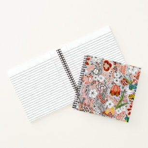 Elegantes Vintages Boho Abstraktes Blumenwerk Notizbuch