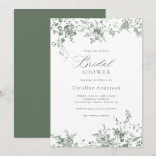 Elegantes, Vintages Brautparty mit Blumenmuster Einladung