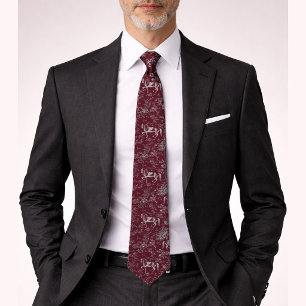 Elegantes Vintages Burgund Graues Pferd Krawatte