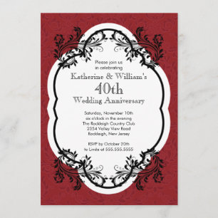 Elegantes Vintages Damask-Hochzeitsszenario-Jubilä Einladung