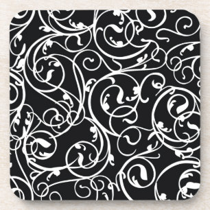 Elegantes Vintages Damast-Schwarzweiss-Muster Untersetzer