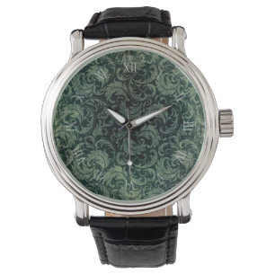 Elegantes Vintages Damastenblumenmuster Armbanduhr