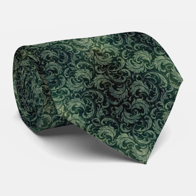 Elegantes Vintages Damastenblumenmuster Krawatte (Gerollt)