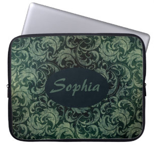Elegantes Vintages Damastenblumenmuster Laptopschutzhülle