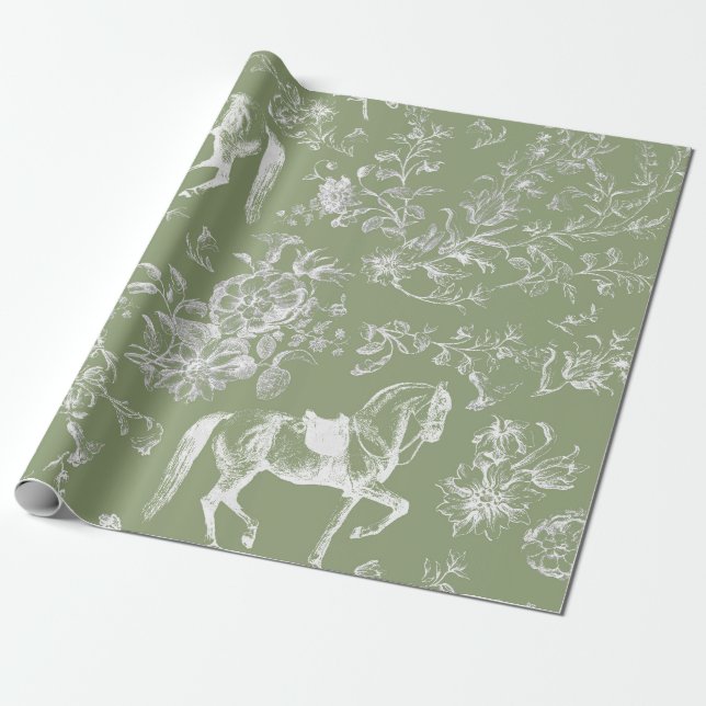 Elegantes Vintages Dunkles Schlachtross Blumenmust Geschenkpapier (Ungerollt)