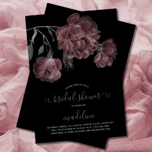 Elegantes Vintages Dusty Rose Schwarzes Brautparty Einladung