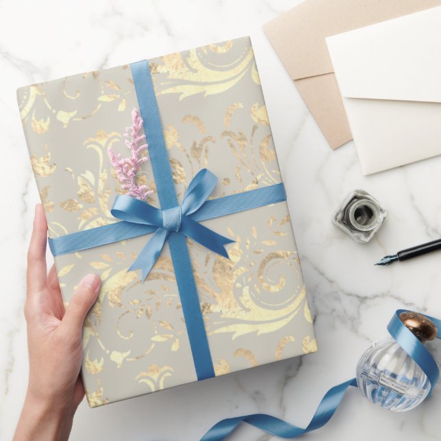 Elegantes, Vintages, Elfenbeindamastmuster Geschenkpapier (Schenken)
