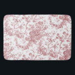 Elegantes Vintages, französisches Gravur-Toile-Ros Badematte<br><div class="desc">Elegantes und verziertes Vintages Jouy-Muster in Rosa und Weiß mit exotischen Blume,  Weinreben und Blättern,  verwoben mit Garland und Körben von Rose. Dieses Muster wurde um 1910 in der Smithsonian-Sammlung aus einem historischen französischen Textilfragment adaptiert. Muster sind hoch,  können aber nicht gekachelt werden.</div>