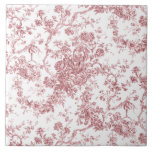 Elegantes Vintages, französisches Gravur-Toile-Ros Fliese<br><div class="desc">Elegantes und verziertes Vintages Jouy-Muster in Rosa und Weiß mit exotischen Blume,  Weinreben und Blättern,  verwoben mit Garland und Körben von Rose. Dieses Muster wurde um 1910 in der Smithsonian-Sammlung aus einem historischen französischen Textilfragment adaptiert. Muster sind hoch,  können aber nicht gekachelt werden.</div>