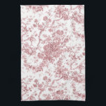 Elegantes Vintages, französisches Gravur-Toile-Ros Geschirrtuch<br><div class="desc">Elegantes und verziertes Vintages Jouy-Muster in Rosa und Weiß mit exotischen Blume,  Weinreben und Blättern,  verwoben mit Garland und Körben von Rose. Dieses Muster wurde um 1910 in der Smithsonian-Sammlung aus einem historischen französischen Textilfragment adaptiert. Muster sind hoch,  können aber nicht gekachelt werden.</div>