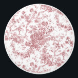 Elegantes Vintages, französisches Gravur-Toile-Ros Keramikknauf<br><div class="desc">Elegantes und verziertes Vintages Jouy-Muster in Rosa und Weiß mit exotischen Blume,  Weinreben und Blättern,  verwoben mit Garland und Körben von Rose. Dieses Muster wurde um 1910 in der Smithsonian-Sammlung aus einem historischen französischen Textilfragment adaptiert. Muster sind hoch,  können aber nicht gekachelt werden.</div>