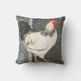 Elegantes Vintages französisches Rooster, schwarz, Kissen