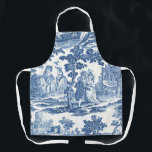 Elegantes, Vintages französisches Städtchen in Bla Schürze<br><div class="desc">Vintages,  historisches französisch-blauer und weißer Toile de jouy-Design mit Damen und Herren in elegantem,  antiken Kleid unter Bäumen,  einem See und klassischen Steinruinen.</div>