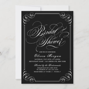Elegantes Vintages geblüht Kalligraphie-Brautparty Einladung