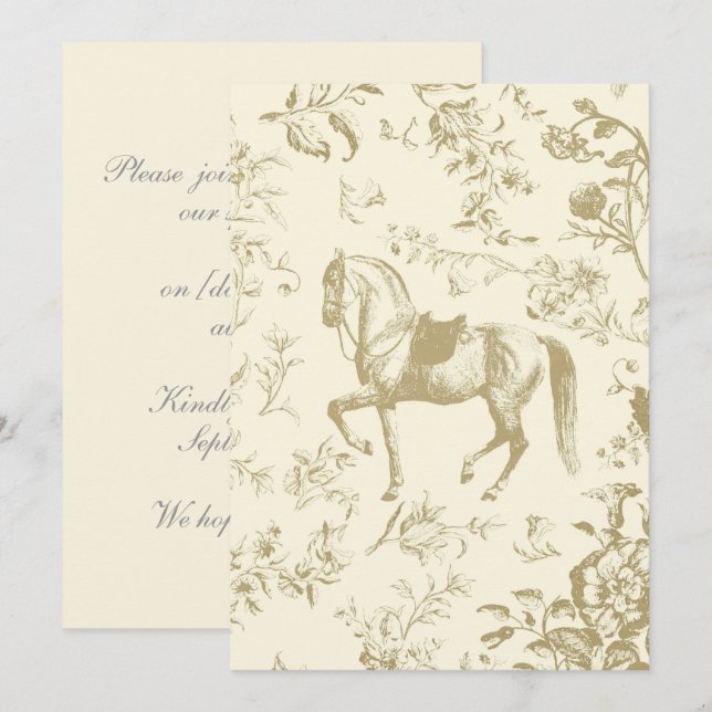 Elegantes Vintages Gold Beige Creme Einladung (Vorne/Hinten)