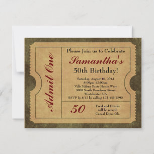 Elegantes Vintages Gold Einlass zum 50. Geburtstag Einladung