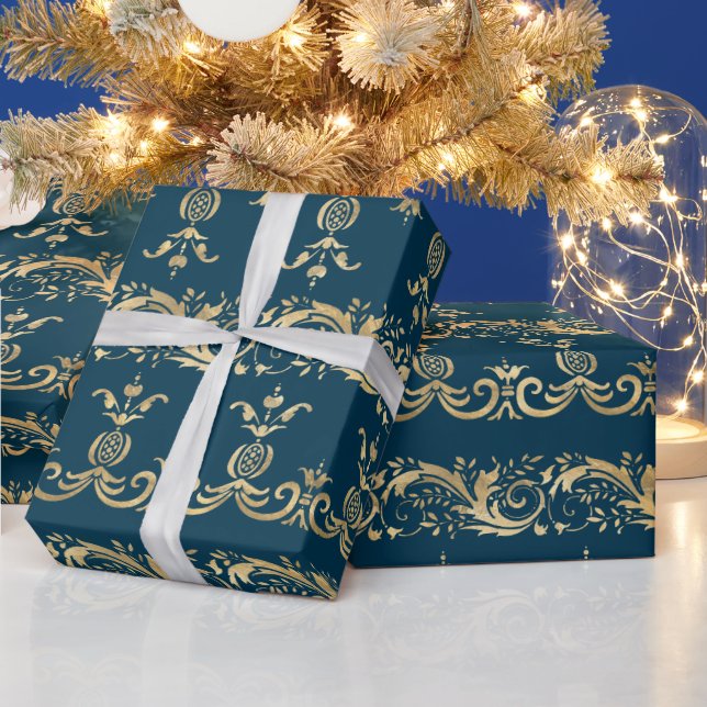 Elegantes, Vintages Goldblätterpapier Geschenkpapier (Feiertage)