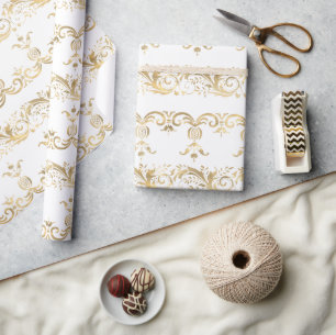 Elegantes, Vintages Goldblätterpapier Geschenkpapier