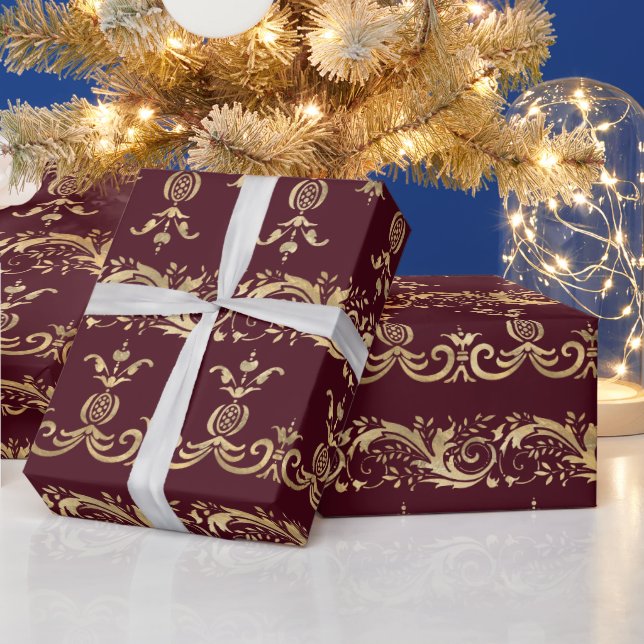 Elegantes, Vintages Goldblätterpapier Geschenkpapier (Feiertage)