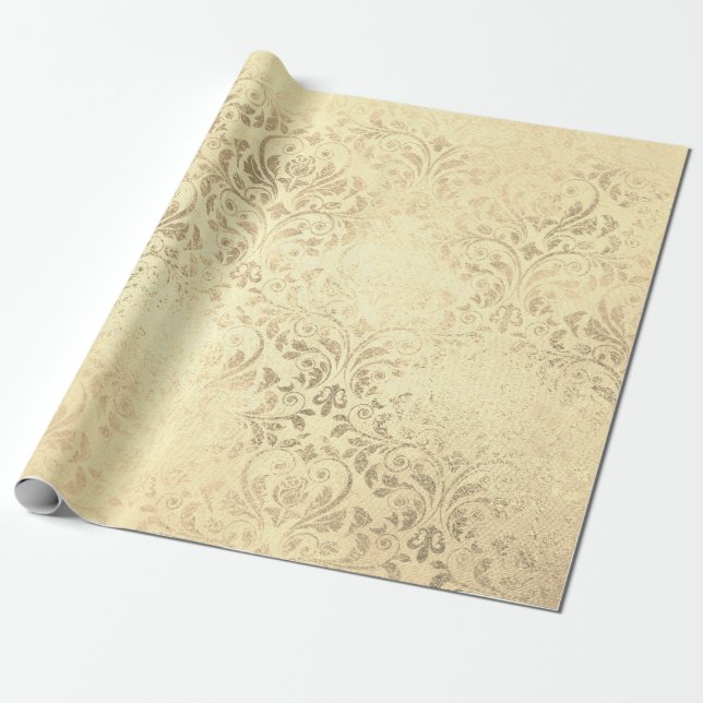 Elegantes Vintages Golddamastmuster Geschenkpapier (Ungerollt)