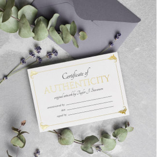 Elegantes Vintages Goldzertifikat der Echtheit Folieneinladung