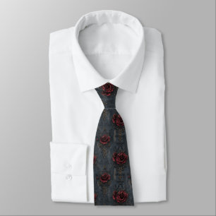Elegantes Vintages Gotisches Muster mit Rote Rosen Krawatte